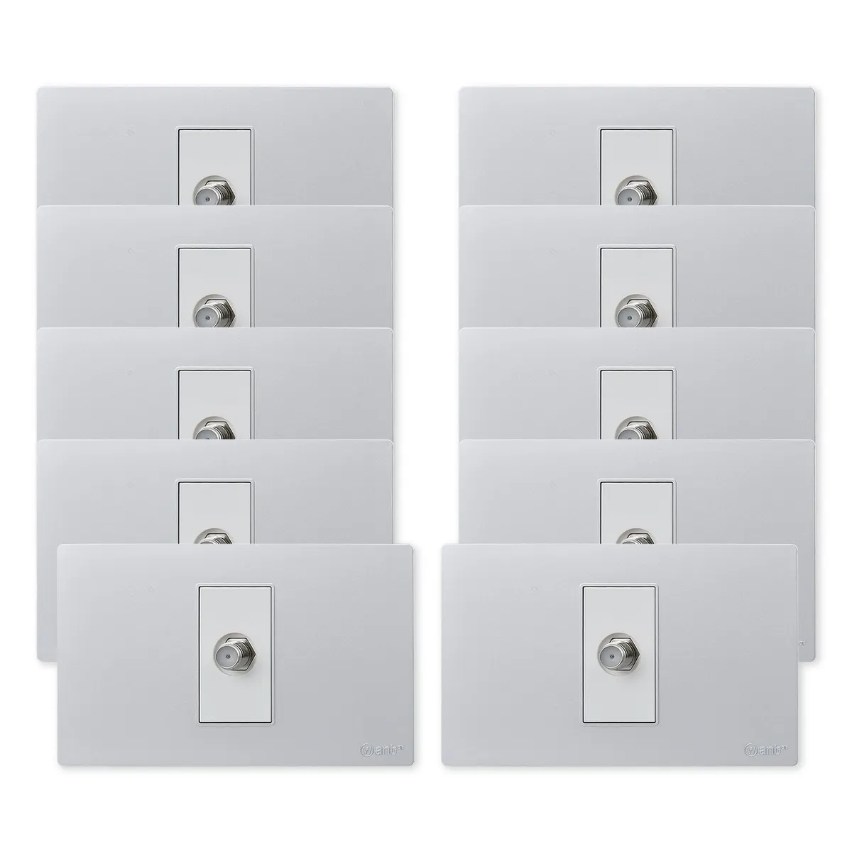 WANT - Pack 10 Toma TV Metálico - Gris Blanco