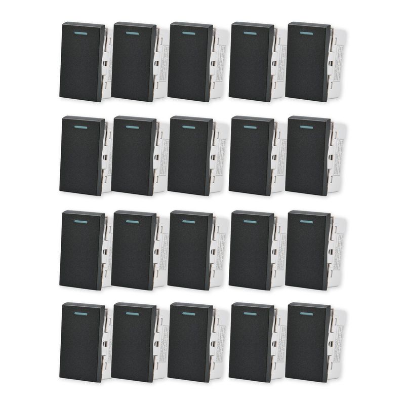 WANT - Pack 20 Módulo Interruptor Metálico 9/24 250V - Negro.