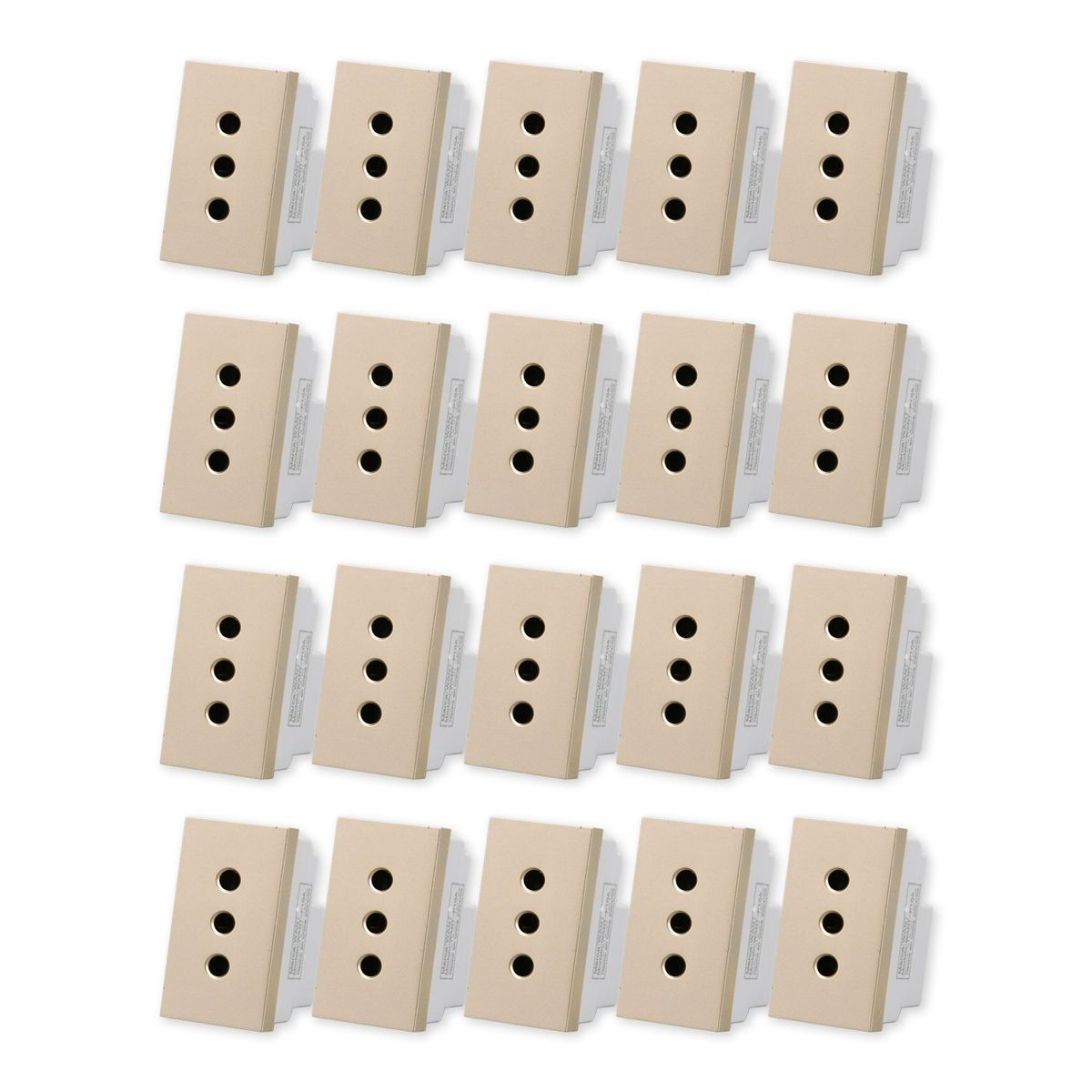 WANT - Pack 20 Módulo Tomacorriente Metálico 10A - Dorado