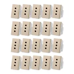 WANT - Pack 20 Módulo Tomacorriente Metálico 10A - Dorado