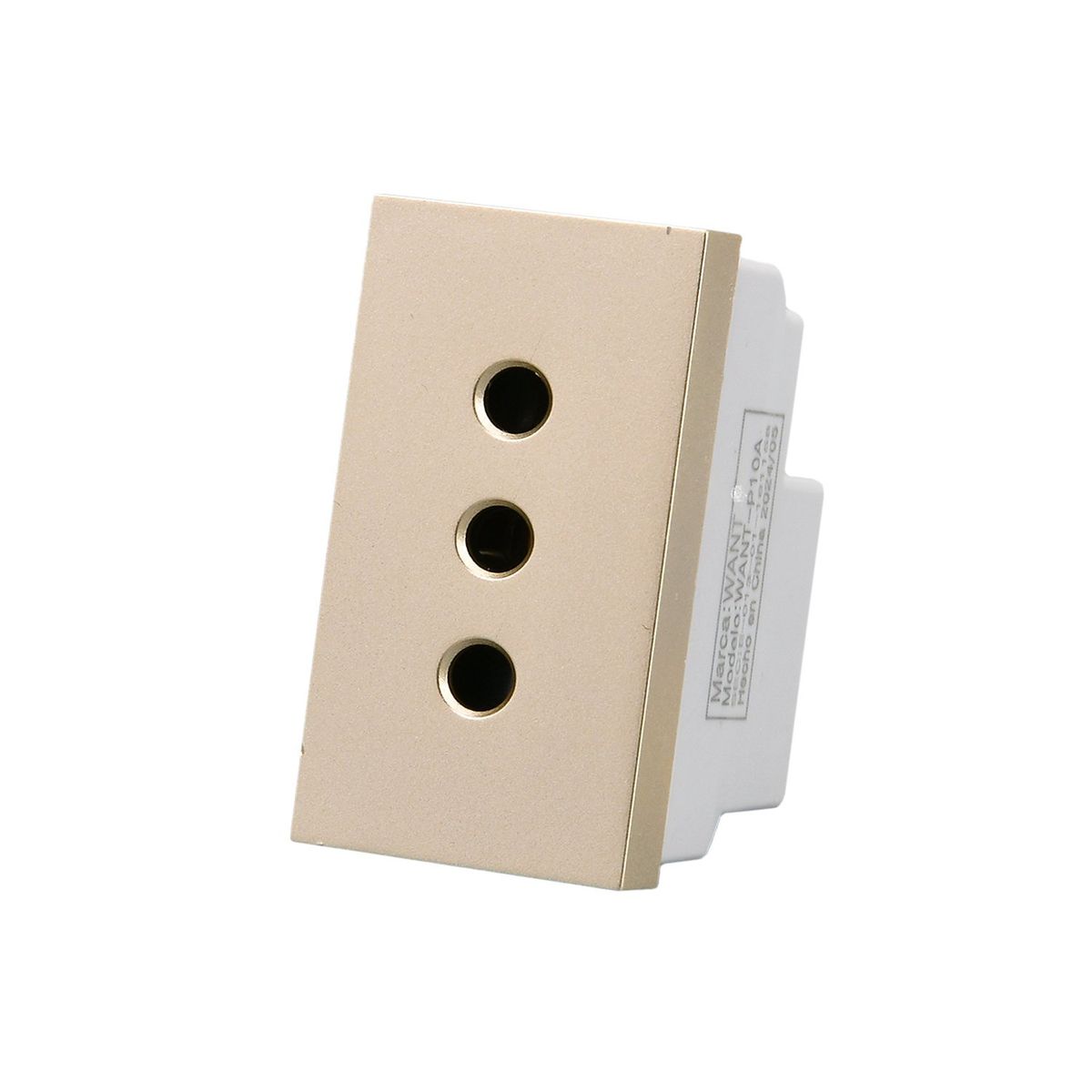 WANT - Pack 20 Módulo Tomacorriente Metálico 10A - Dorado