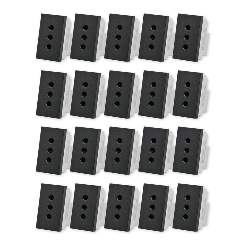 WANT - Pack 20 Módulo Tomacorriente Metálico 10A - Negro