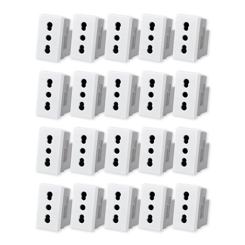 WANT - Pack 20 Módulo Tomacorriente Metálico 16A - Blanco