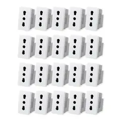 WANT - Pack 20 Módulo Tomacorriente Metálico 16A - Blanco