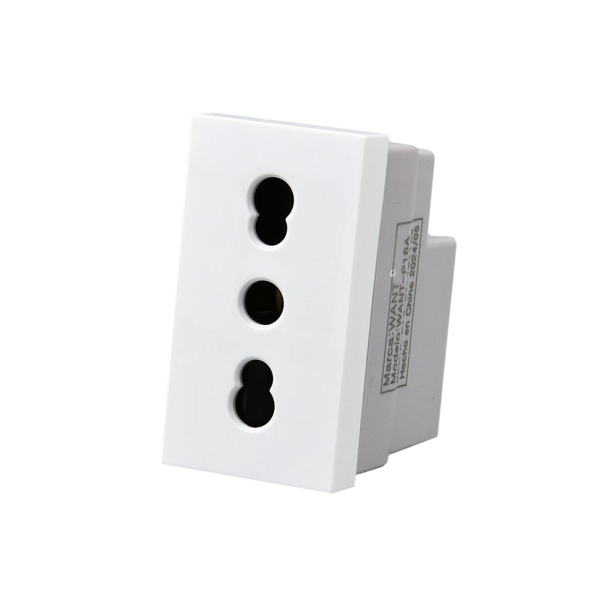 WANT - Pack 20 Módulo Tomacorriente Metálico 16A - Blanco