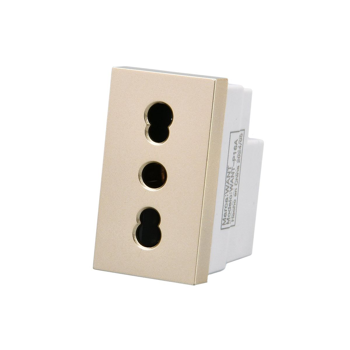 WANT - Pack 20 Módulo Tomacorriente Metálico 16A - Dorado