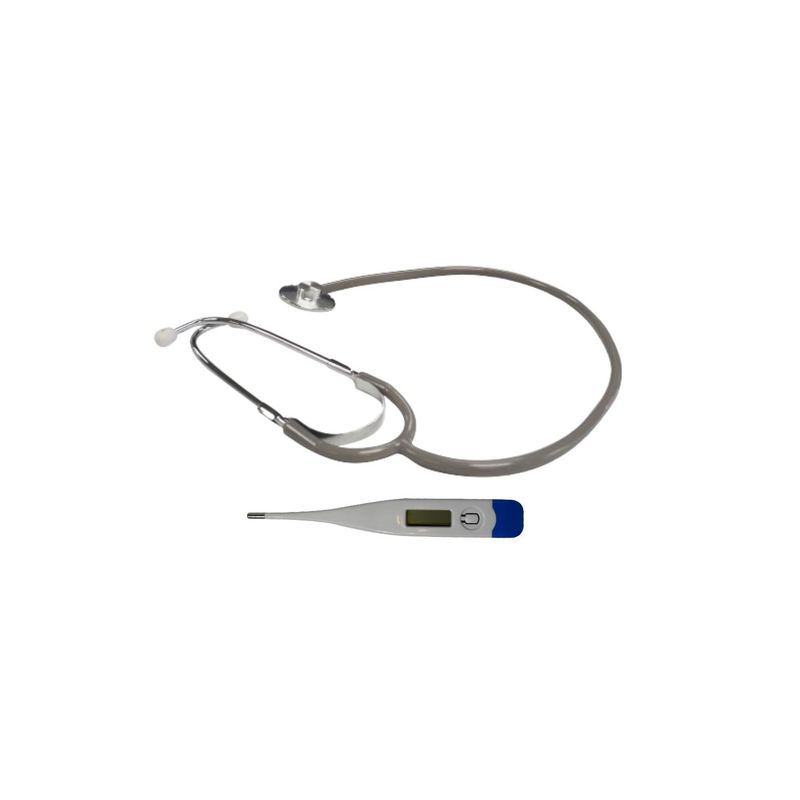 MAXCARE - Pack estetoscopio básico gris + Termómetro digital rígido MAXCARE