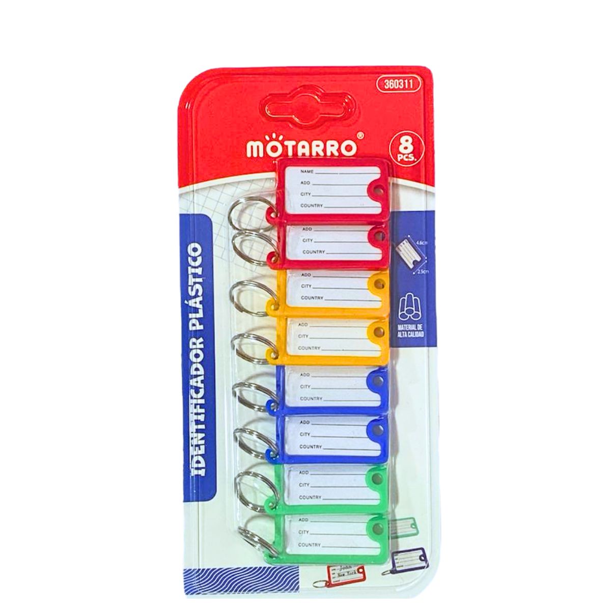 MOTARRO - Llavero Etiqueta Identificadores Pack De 8 Uni