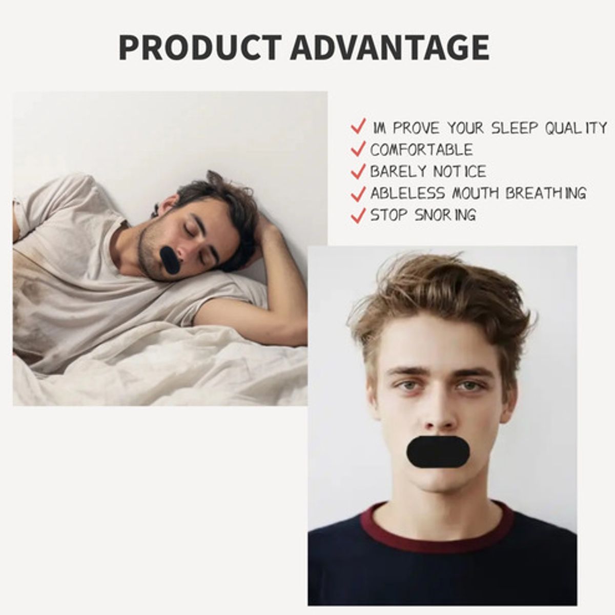 GENERICO - Pack Tiras Nasales + Parche Bucal Negro 30 Unidades C/u