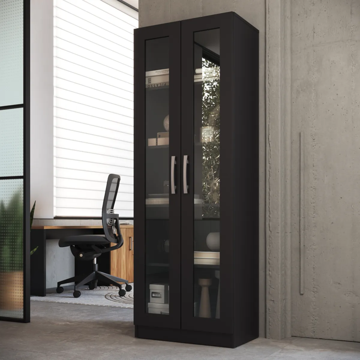 BE DESIGN - Vitrina 2 Puertas Negro Moveli