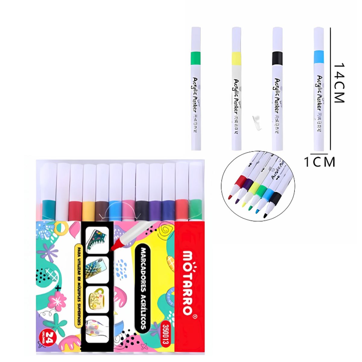 MOTARRO - Plumones Acrílicos 24 Colores Toda Superficie Alta Calidad