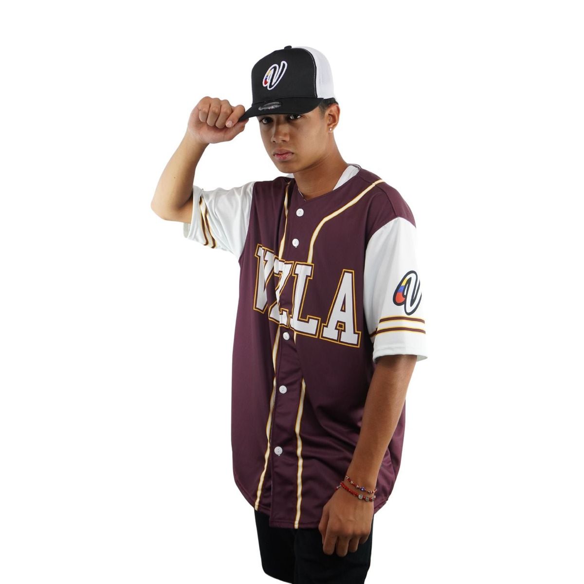 TRIPLE PLAY - Polera de beisbol con botones VZLA Vinotinto