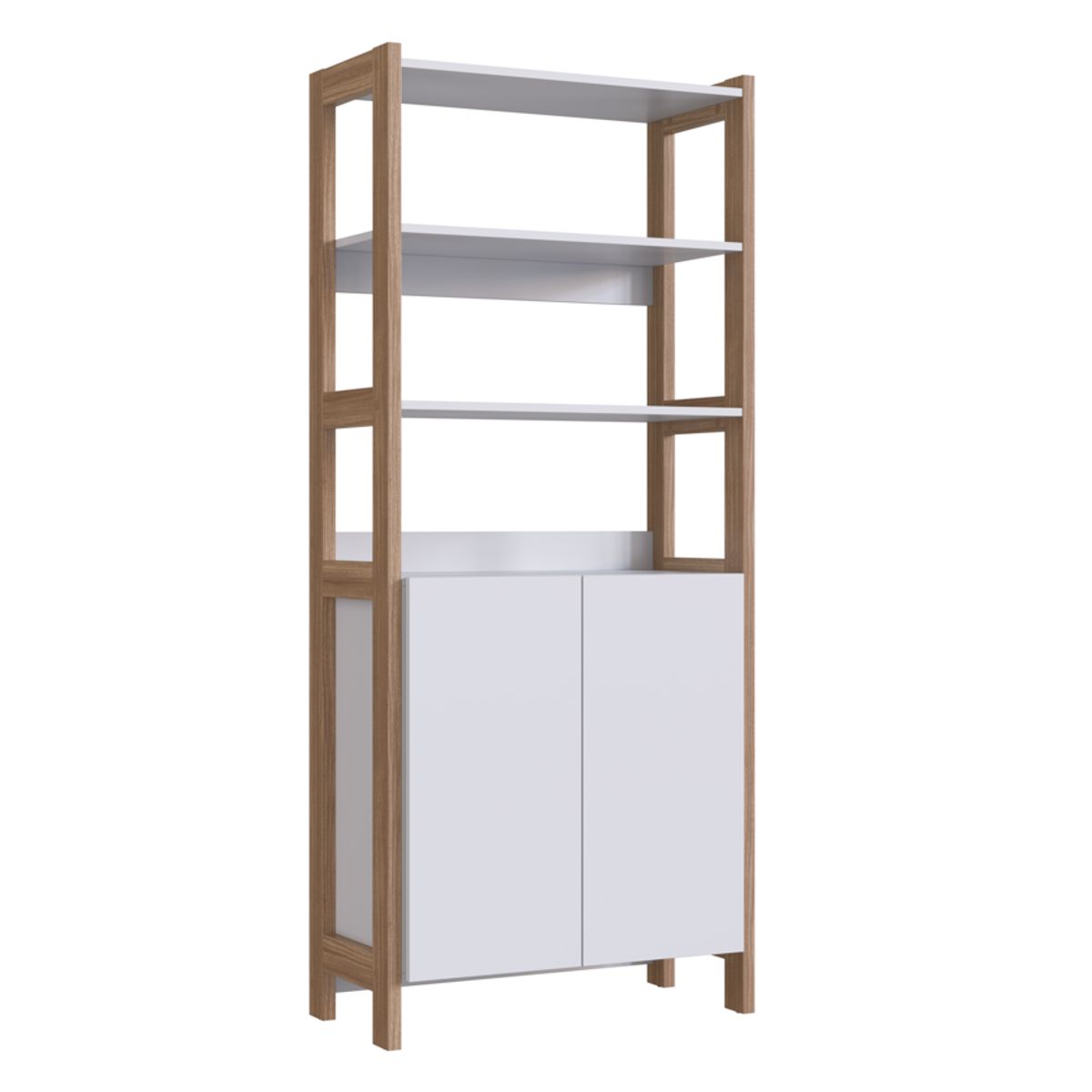 BE DESIGN - Estante Vertical 2 Puertas Blanco Castaño Moveli
