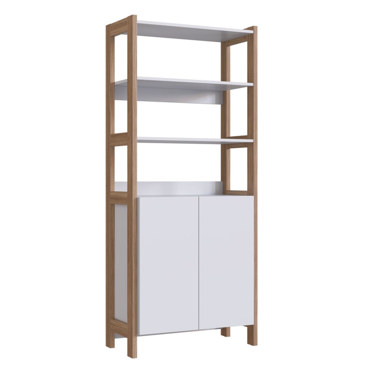 BE DESIGN - Estante Vertical 2 Puertas Blanco Castaño Moveli