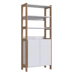 BE DESIGN - ESTANTE VERTICAL 2 PUERTAS BLANCO CASTAÑO MOVELI