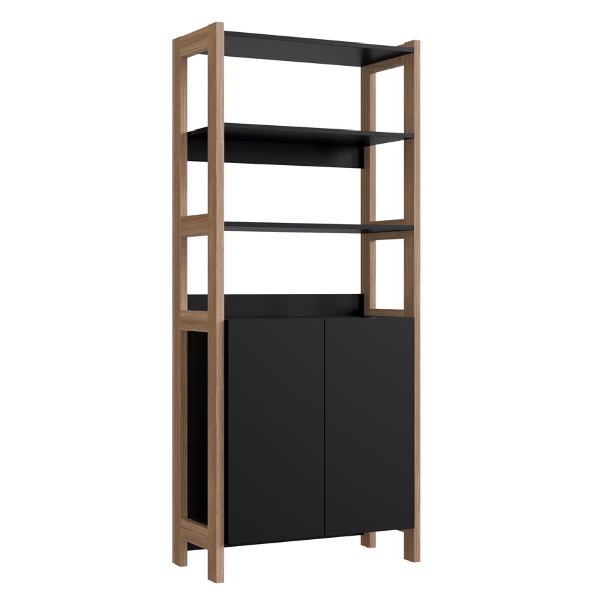BE DESIGN - Estante Vertical 2 Puertas Negro Castaño Moveli