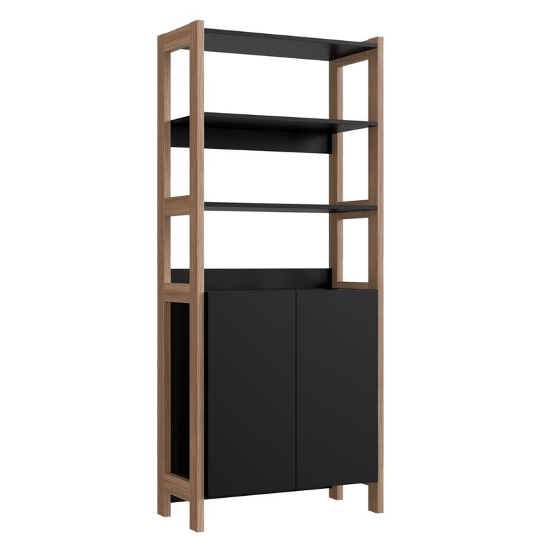 BE DESIGN - ESTANTE VERTICAL 2 PUERTAS NEGRO CASTAÑO MOVELI