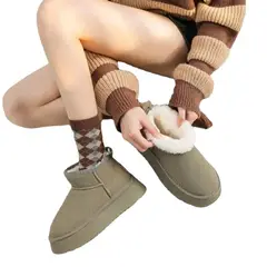 TIOZONEY - Botas de nieve cortas de felpa para mujer.