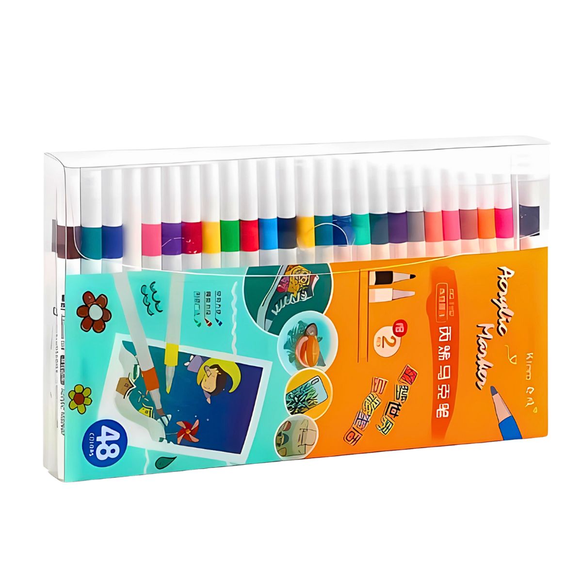 MOTARRO - Set De 48 Plumones Acrílicos Marker Para Toda Superficie