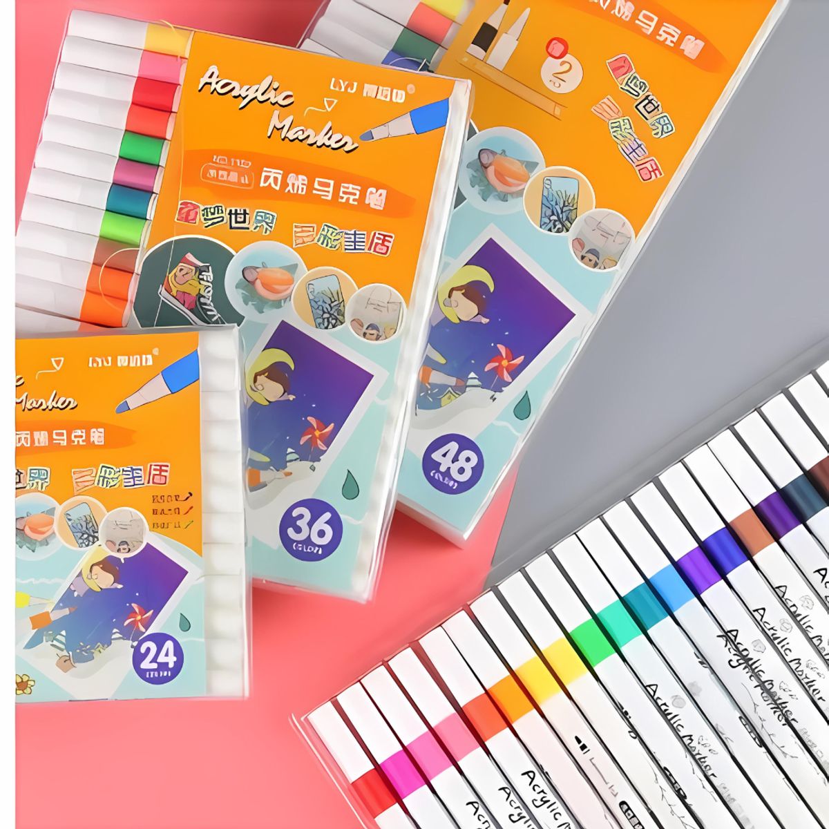 MOTARRO - Set De 48 Plumones Acrílicos Marker Para Toda Superficie