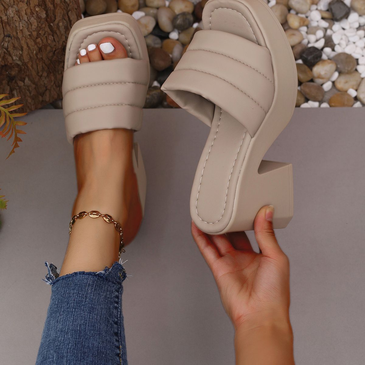 TIOZONEY - Sandalia Mujer -Café