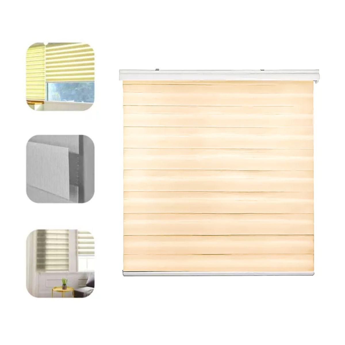 GENERICO - Cortina Roller Duo Zebra Día Y Noche 150 X 200 Beige
