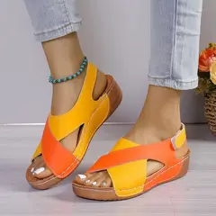 TIOZONEY - Sandalia Mujer -Naranja.