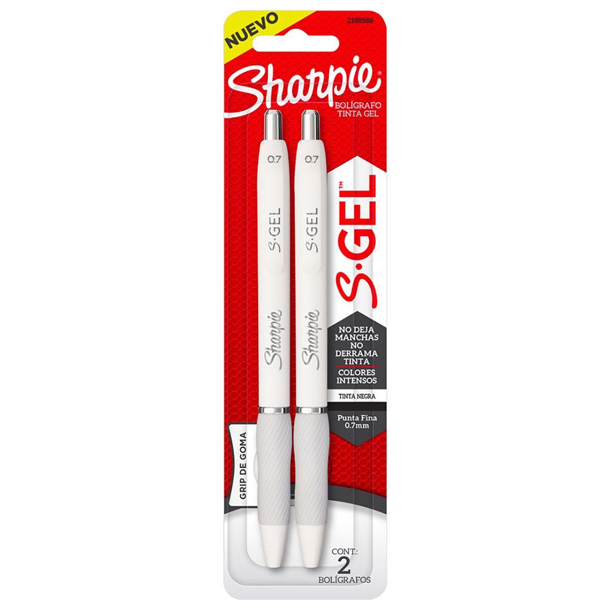 SHARPIE - Set 2 Lápices Sharpie Tinta Negra S-gel 0,7mm Grip De Goma