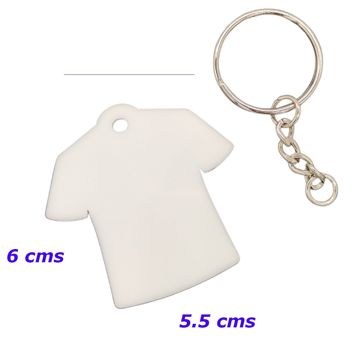 CREA PRINT - 10 Llaveros Acrilico Blanco Sublimables En Forma De Polera