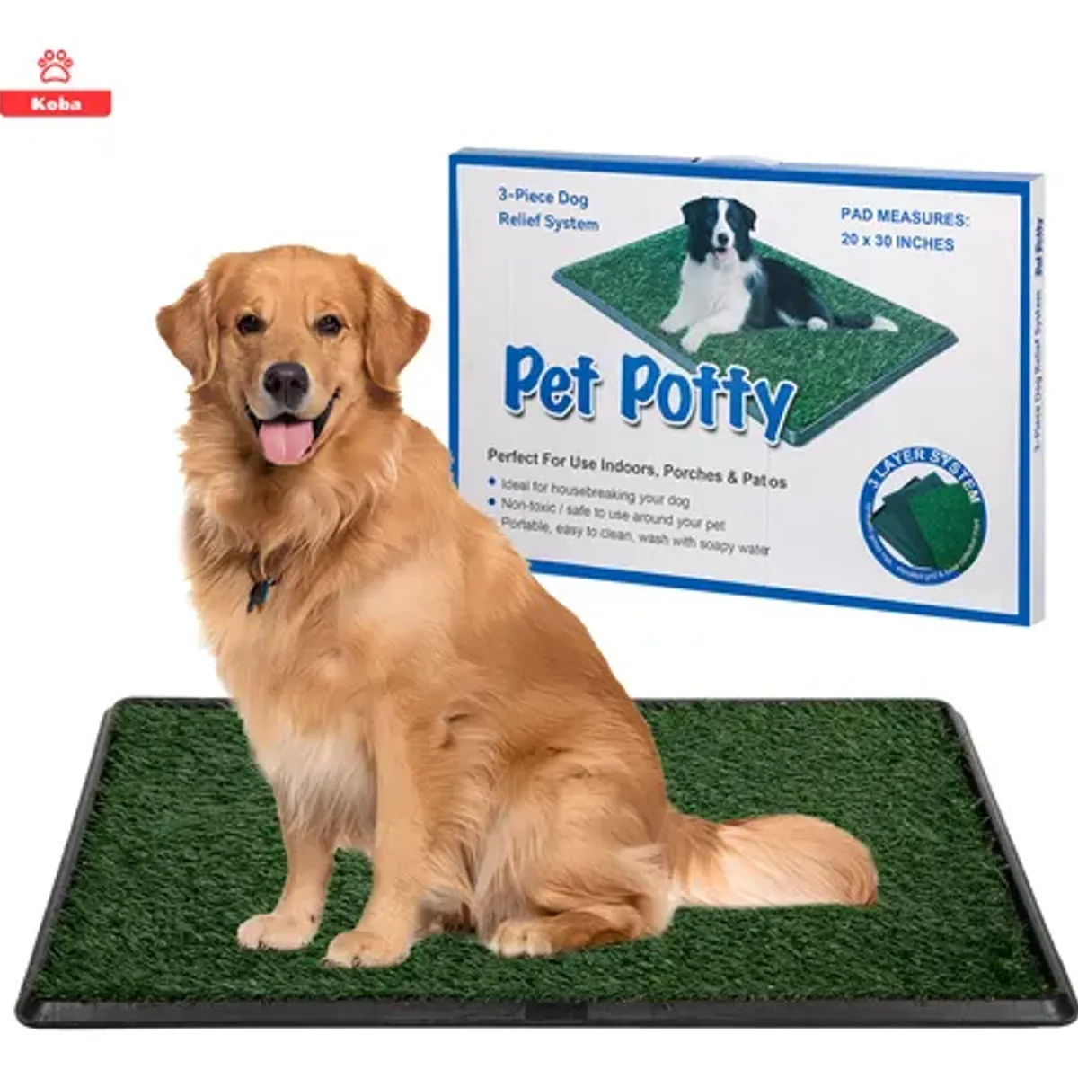 MOVI - Baño Portátil para Mascotas XXL con Césped Sintético