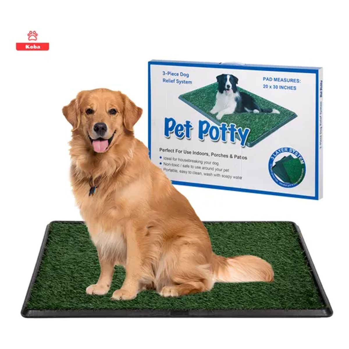 MOVI - Baño Portátil para Mascotas XXL con Césped Sintético