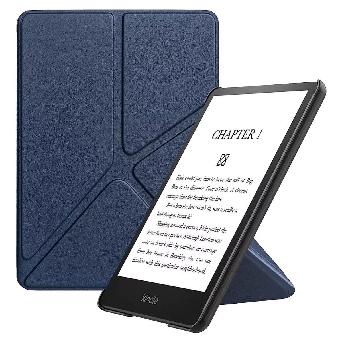 GENERICO - Funda Prem. Origami Azul M + Lamina Kindle Paperwhite 11va Gen 6.8