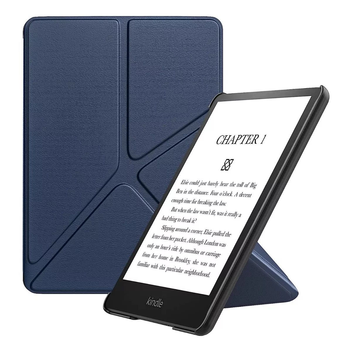 GENERICO - Funda Prem. Origami Azul M + Lamina Kindle Paperwhite 11va Gen 6.8