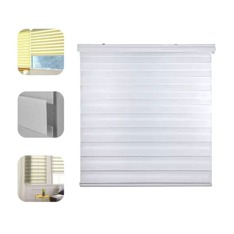 GENERICO - Cortina Roller Duo Zebra Día Y Noche 150 X 200 Blanco