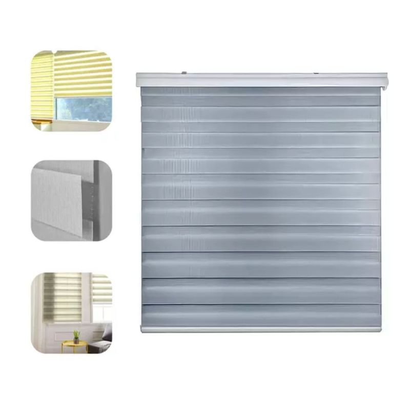 GENERICO - Cortina Roller Duo Zebra Día Y Noche 150 X 200 Gris