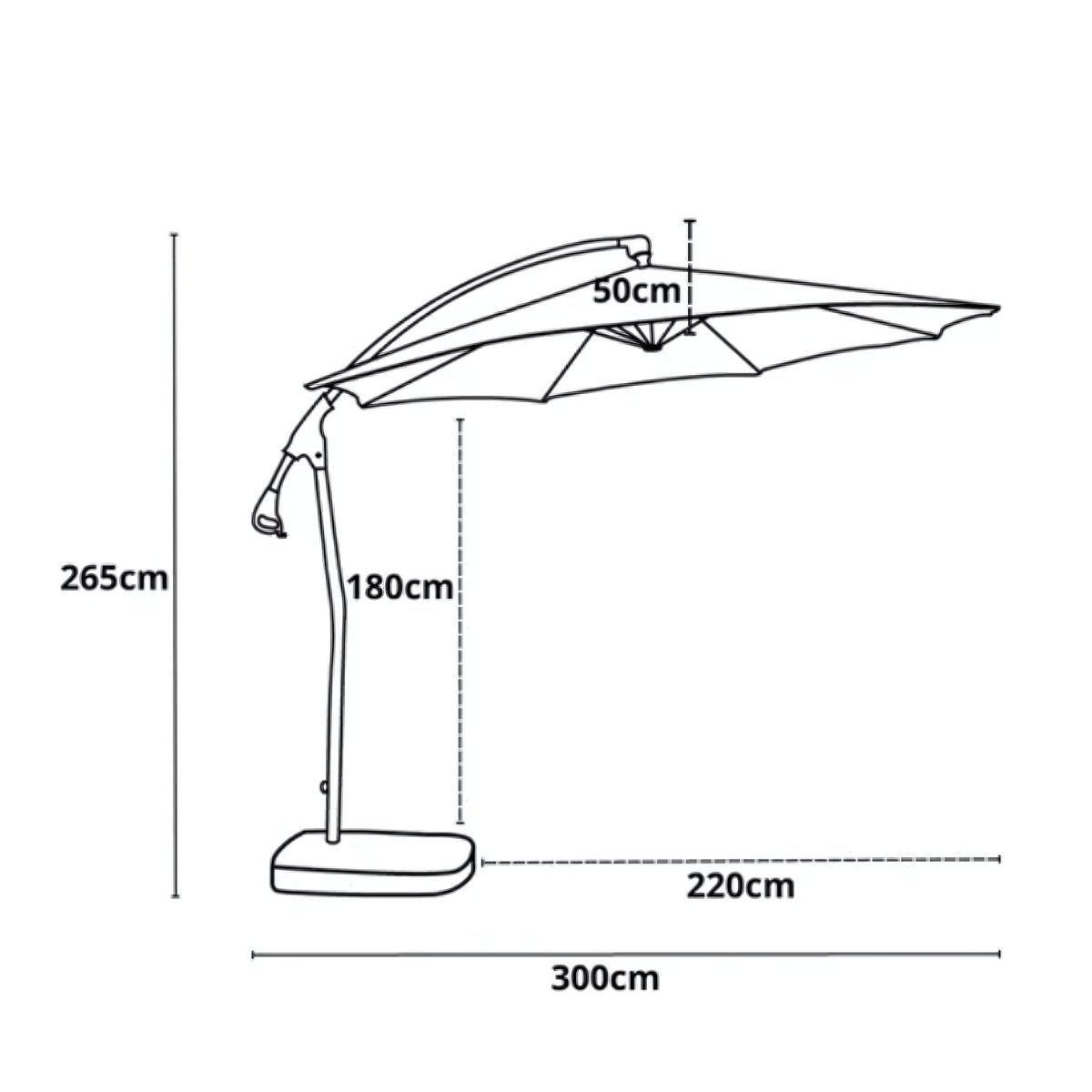 GENERICO - Sombrilla o Quitasol Retráctil con Base Blanco