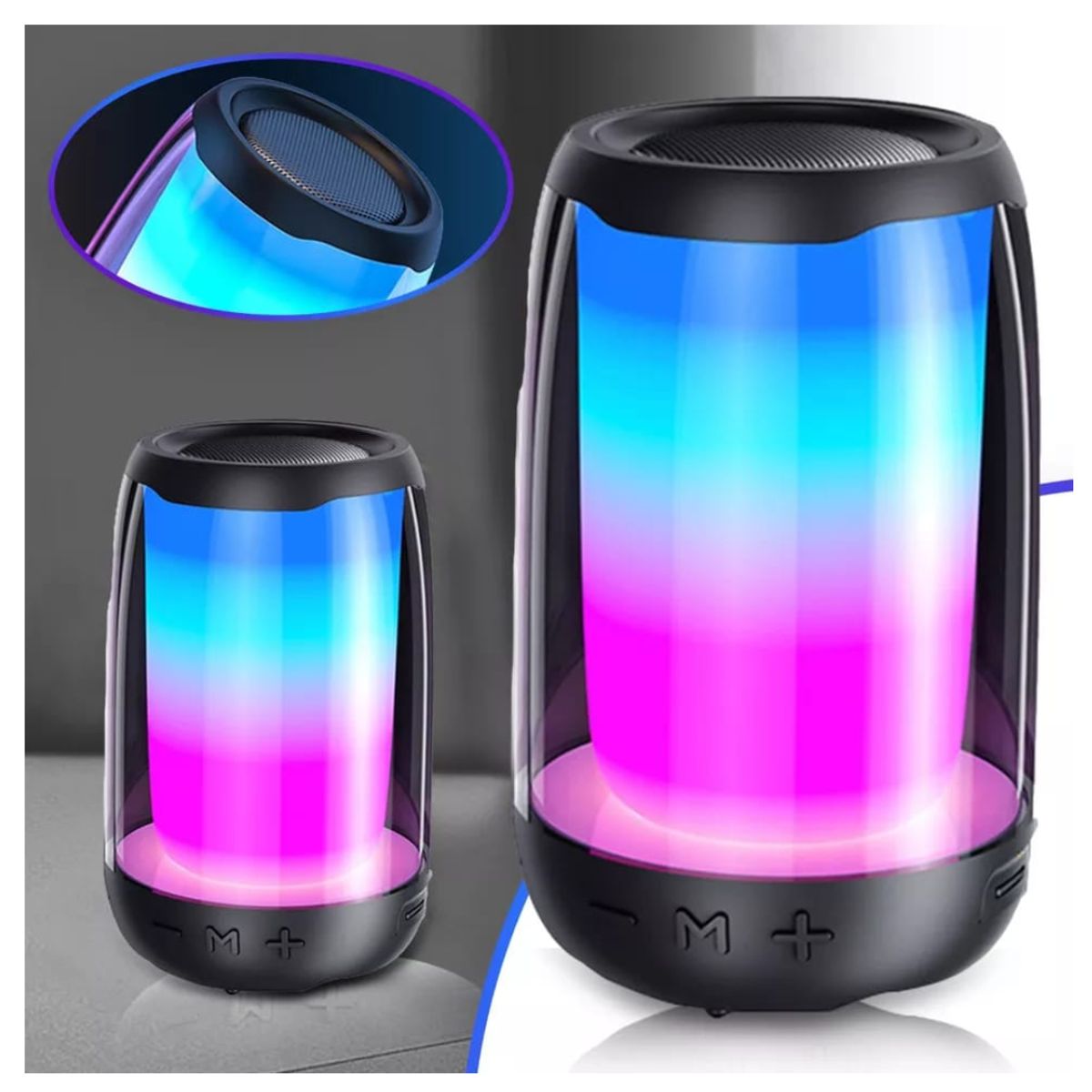 GENERICO - PARLANTE BLUETOOTH IMPERMEABLE RETROILUMINADO NEGRO
