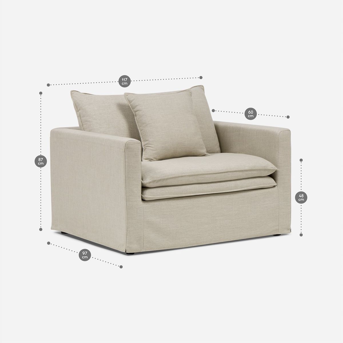 ROSEN - Sillón Gabon 1 Cuerpo Tela Beige