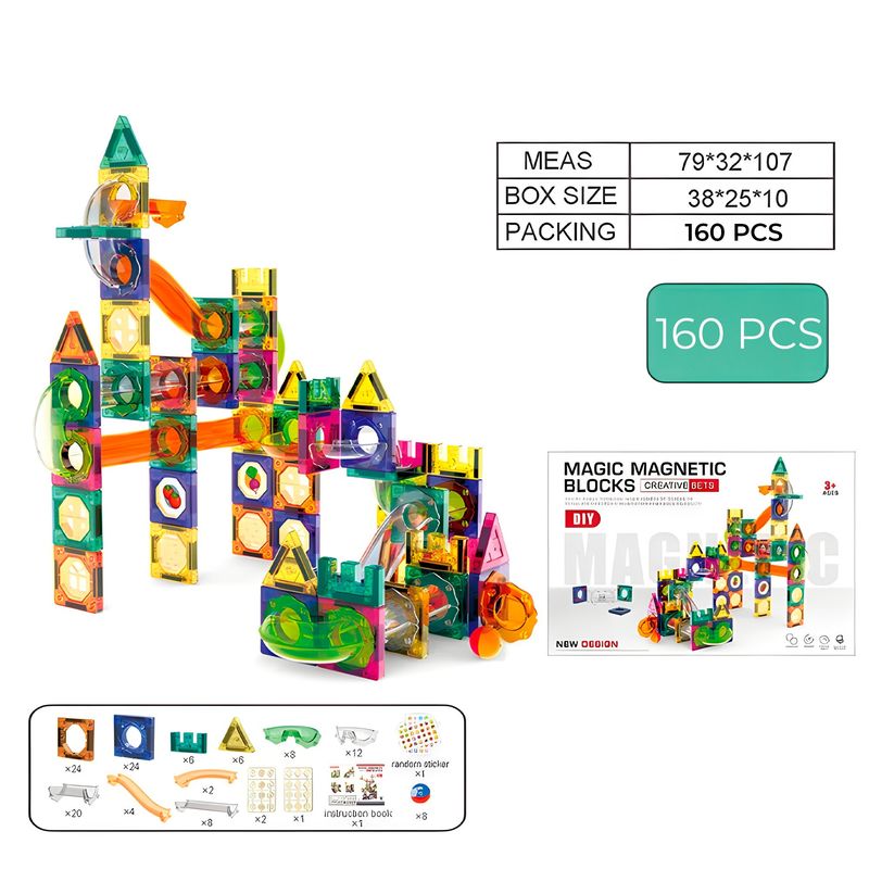 GENERICO - Juego Bloques Magnético Construcción Didáctico Niños 160 Pcs