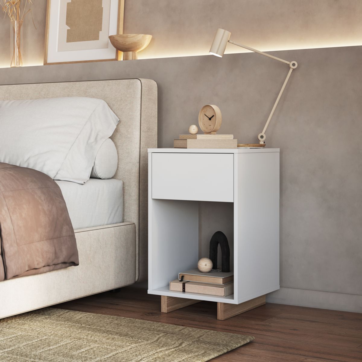 BE DESIGN - Velador 1 Cajon Blanco Moveli