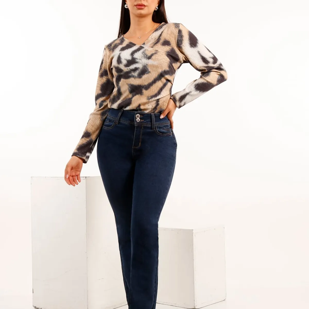 TENTATION - JEANS RECTO TA PUSH UP AZUL TENTATION