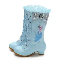TIOZONEY - BOTAS Largas Para Niña Azul.