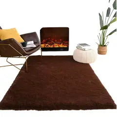 GENERICO - Alfombras Peludas Bajadas De Cama Sala O Living 180x200cm Marrón