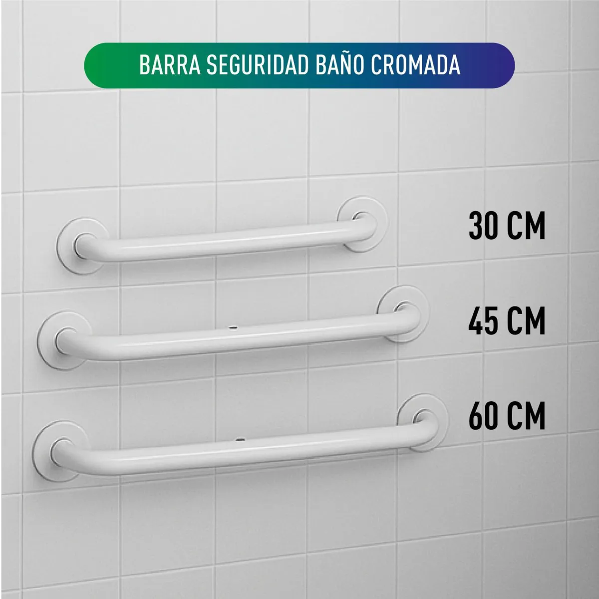 MAXCARE - Barra Seguridad Baño Esmaltada 60cm MAXCARE