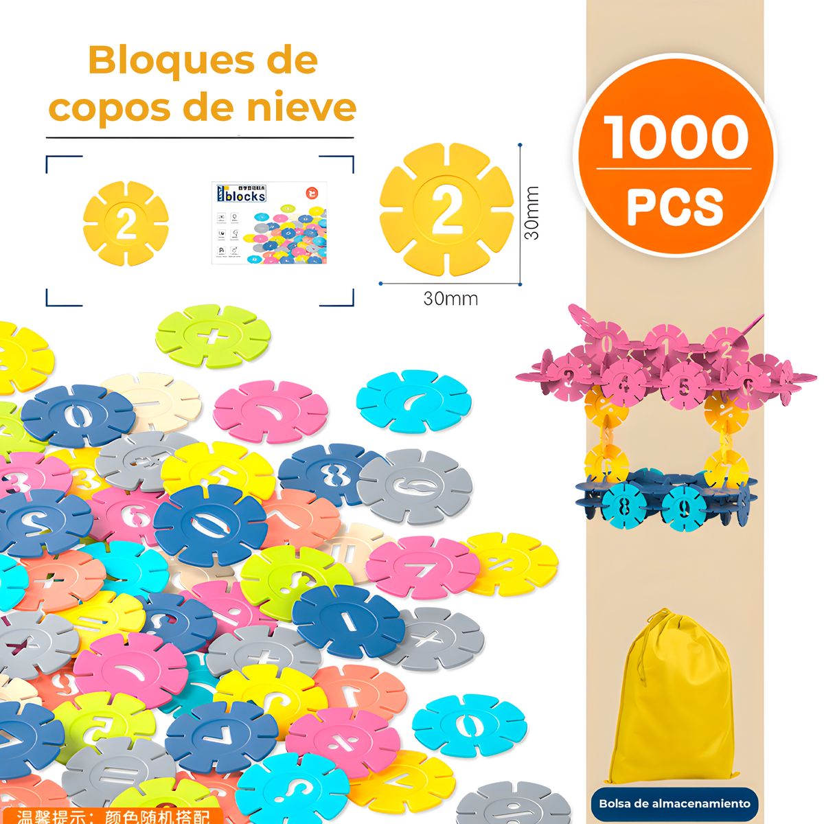 GENERICO - Juego Didactico Copos De Nieve Montessori Niños 1000 Pcs
