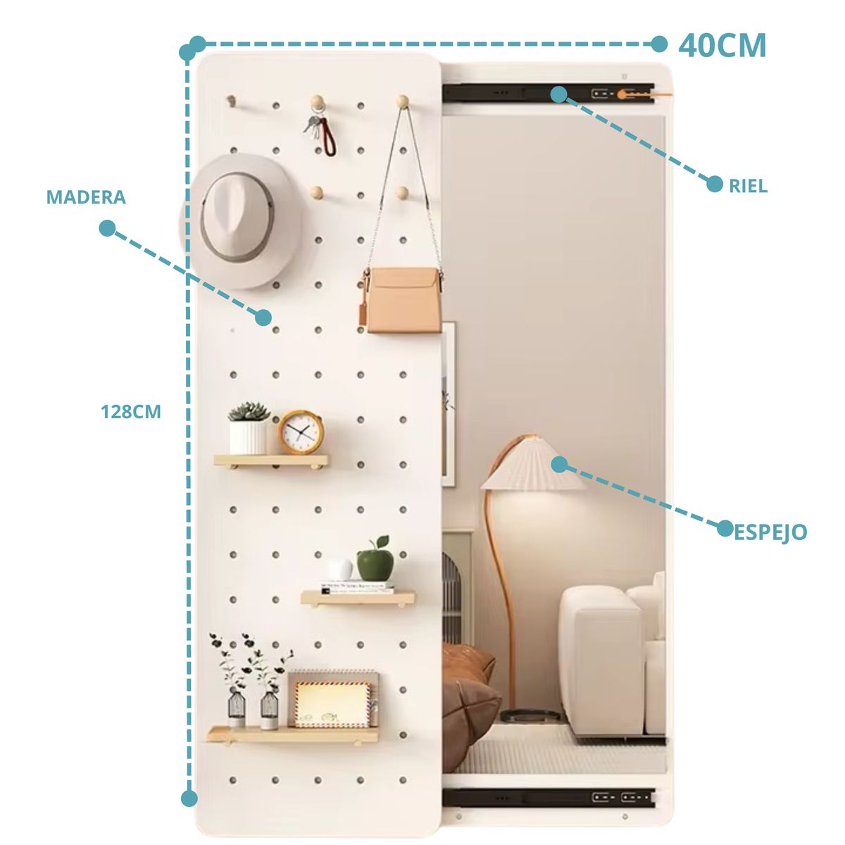 GENERICO - Recibidor de Madera con Espejo