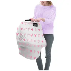 GENERICO - Cubre Coche 5 en 1 BabyMuu Diseño Corazones Rosa