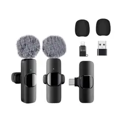 GENERICO - Pack 2 Und Mini Micrófono Solapa Inalámbrico Teléfono Iphone y Android