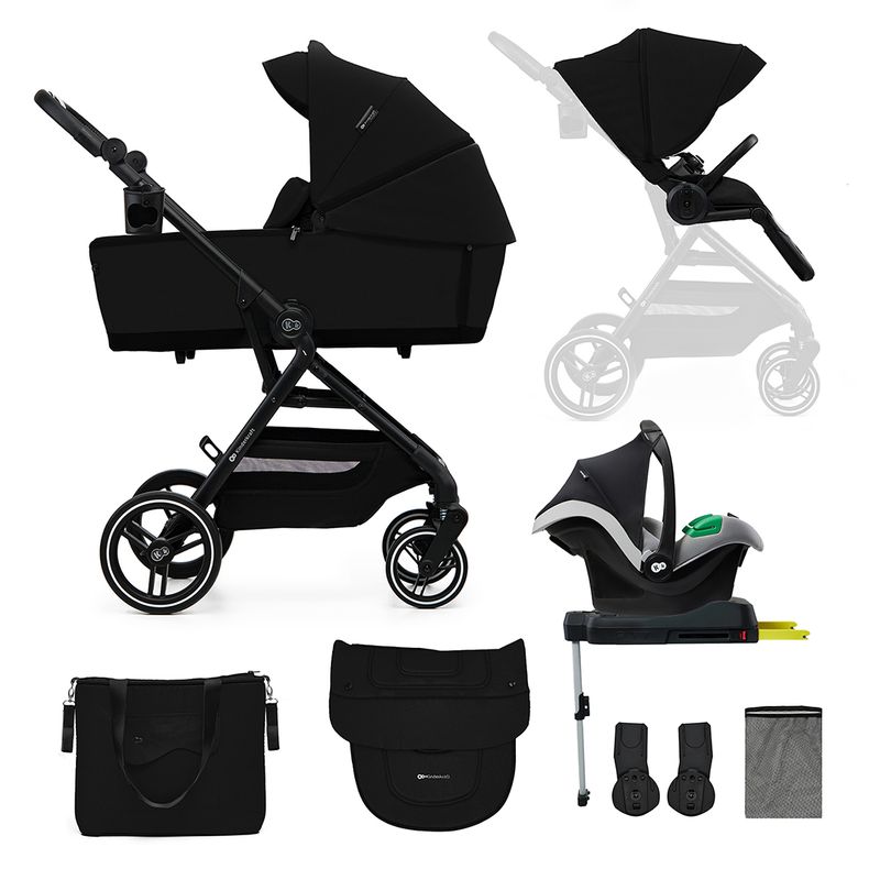KINDERKRAFT - Coche Travel System Yoxi 4 en 1 Negro