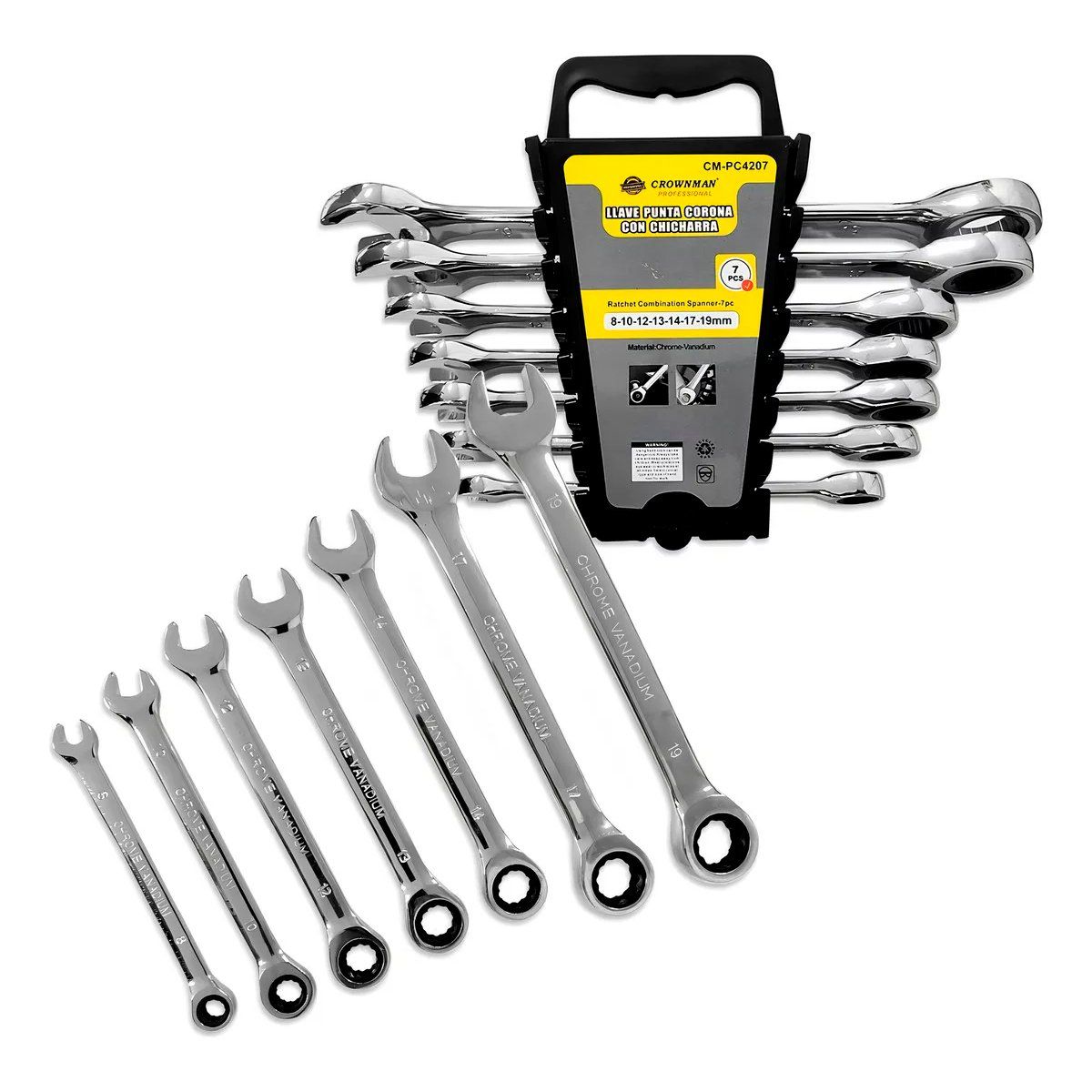 GENERICO - Juego De Llaves Punta Corona Con Chicharra 7 Piezas